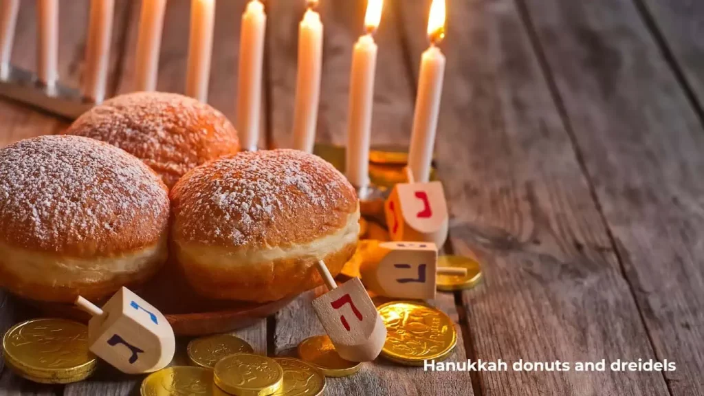 Hanukkah donuts and dreidels