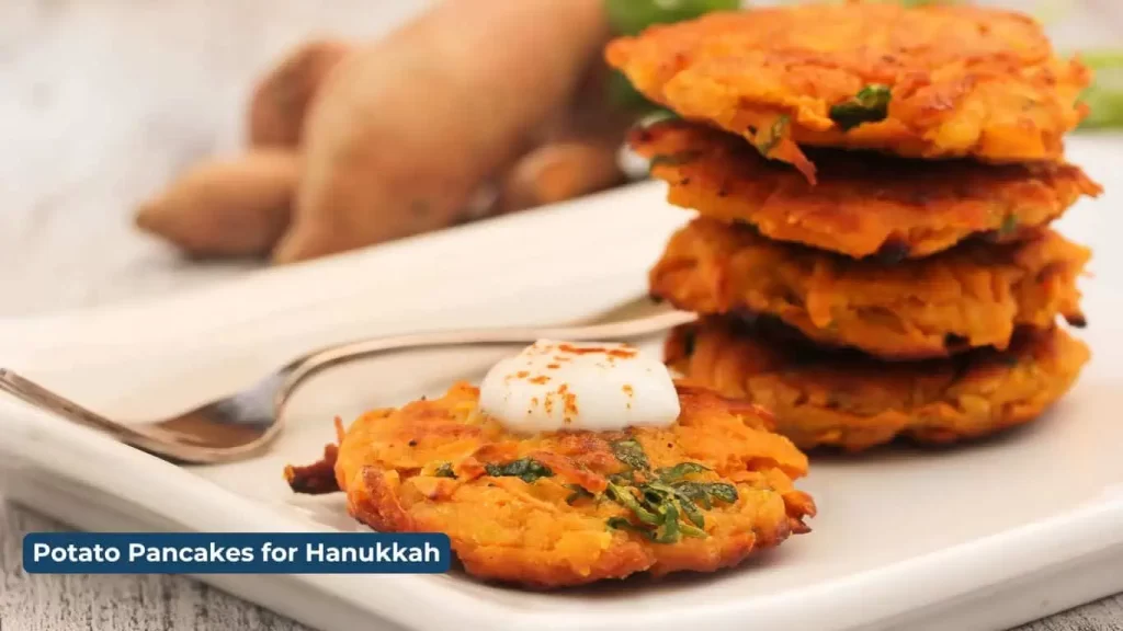 Hanukkah potato pancakes with sour cream is an easy Gluten-Free Holiday Snack Idea